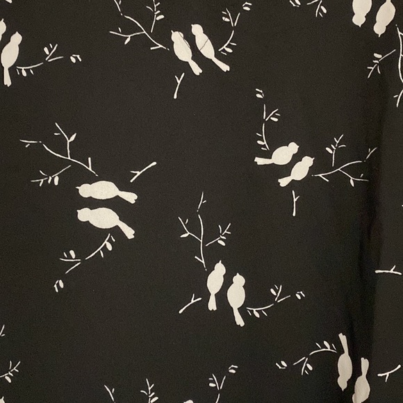 Loft Black with White Birds Long Sleeve Blouse - Picture 8 of 10